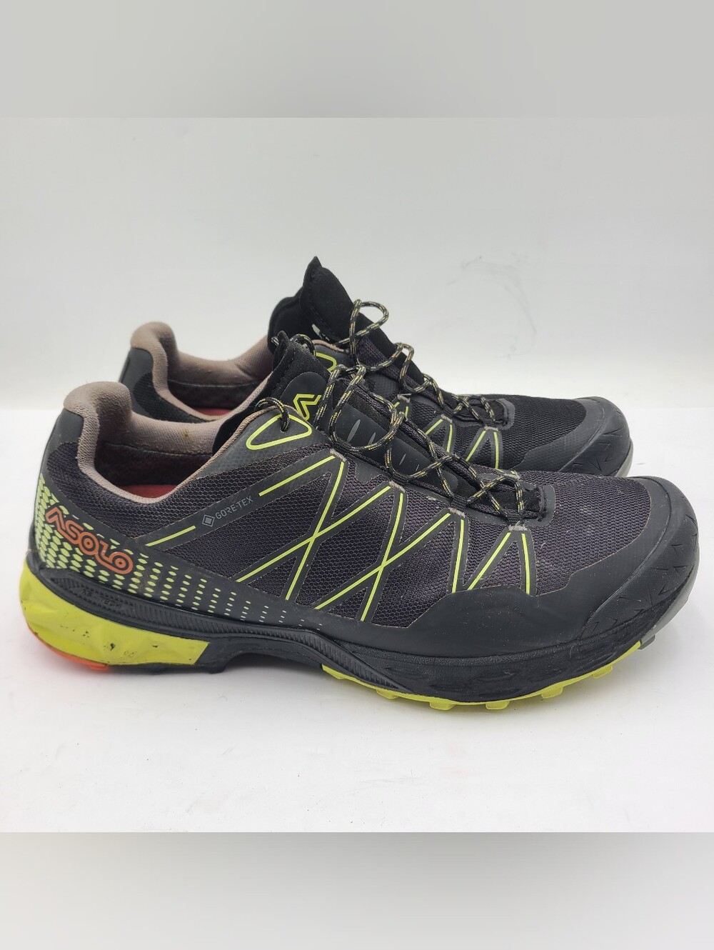 B56 Asolo Tahoe GTX Gore-Tex Waterproof Hiking Shoes Black Yellow Mens 10.5